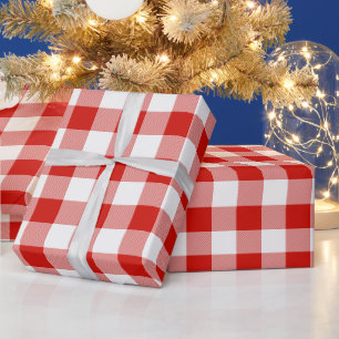 Red and White Buffalo Plaid Wrapping Paper