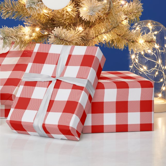 Red and White Buffalo Plaid Wrapping Paper (Holidays)
