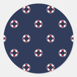 Red And White Buoy Pattern Classic Round Sticker