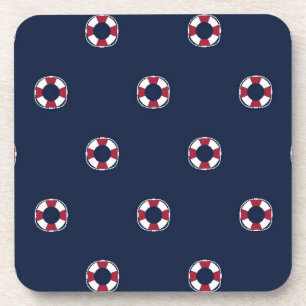 Red And White Buoy Pattern Coaster