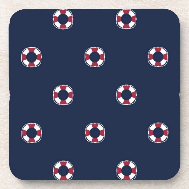 Red And White Buoy Pattern Coaster (Front)