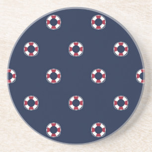 Red And White Buoy Pattern Coaster