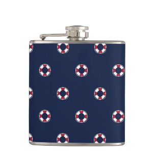Red And White Buoy Pattern Hip Flask