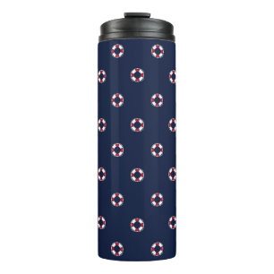 Red And White Buoy Pattern Thermal Tumbler