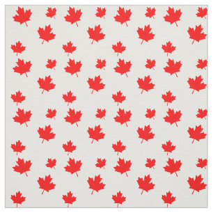 Red and White Canadian Flag Maple Leaf Pattern Fabric
