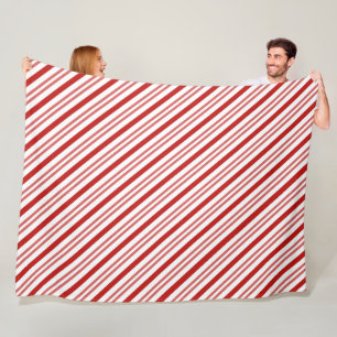Red and White Candy Cane Fleece Blanket