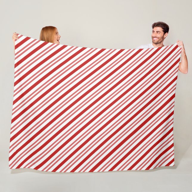 Red and White Candy Cane Fleece Blanket (In Situ)