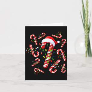 Red And White Candy Cane Santa Christmas  Card