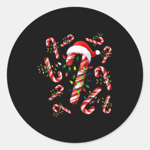 Red And White Candy Cane Santa Christmas  Classic Round Sticker