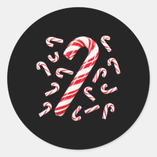 Red And White Candy Cane Santa Christmas Classic Round Sticker