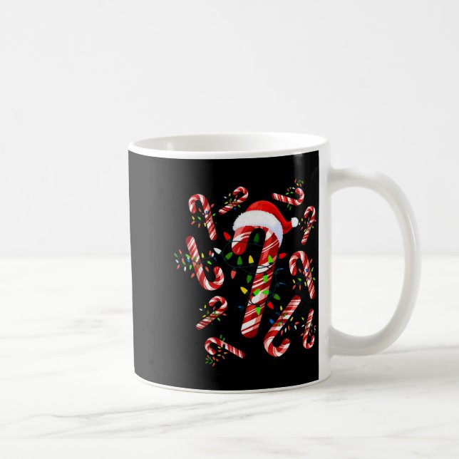 Red And White Candy Cane Santa Christmas  Coffee Mug (Right)