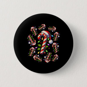 Red And White Candy Cane Santa Christmas Funny Xma 6 Cm Round Badge