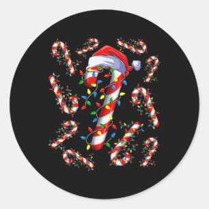 Red And White Candy Cane Santa Christmas Funny Xma Classic Round Sticker