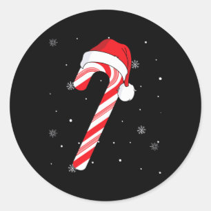 Red And White Candy Cane Santa Christmas Funny Xma Classic Round Sticker