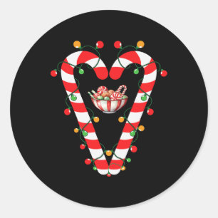 Red And White Candy Cane Santa Christmas Funny Xma Classic Round Sticker