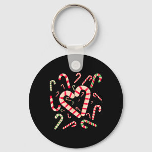 Red And White Candy Cane Santa Christmas Funny Xma Key Ring