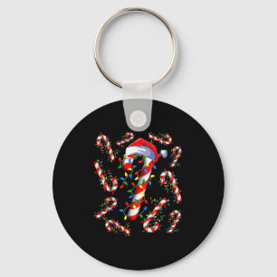 Red And White Candy Cane Santa Christmas Funny Xma Key Ring
