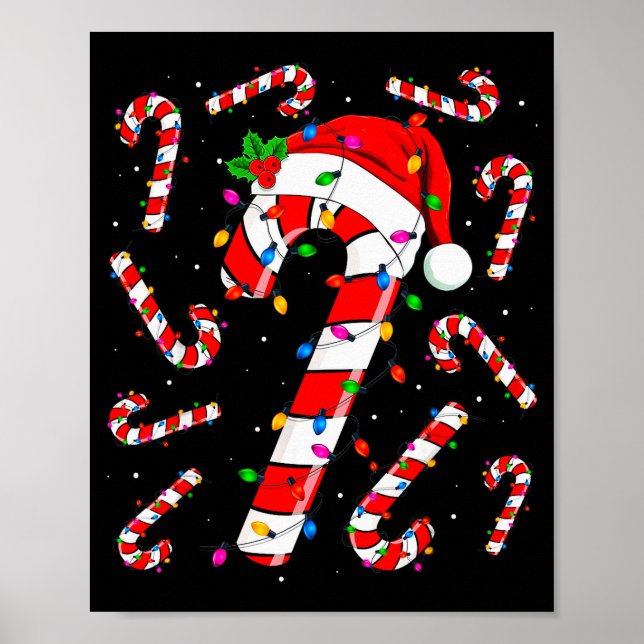 Red And White Candy Cane Santa Christmas Funny Xma Poster (Front)