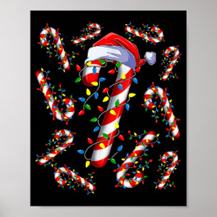 Red And White Candy Cane Santa Christmas Funny Xma Poster