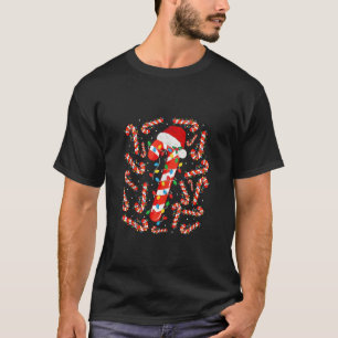 Red and White Candy Cane Santa Christmas Funny Xma T-Shirt