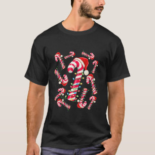 Red and White Candy Cane Santa Christmas Funny Xma T-Shirt