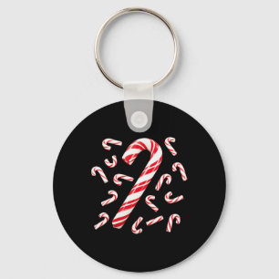 Red And White Candy Cane Santa Christmas Key Ring