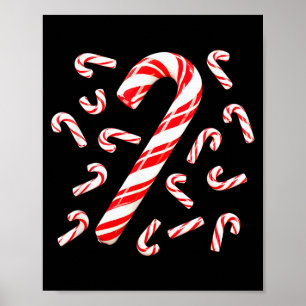 Red And White Candy Cane Santa Christmas  Poster