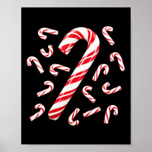 Red And White Candy Cane Santa Christmas Poster
