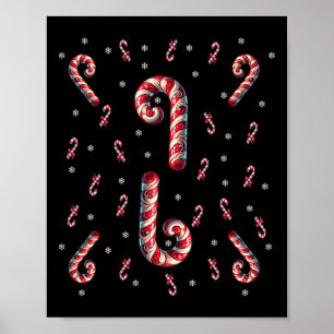 Red And White Candy Cane Santa Christmas Xmas Ligh Poster