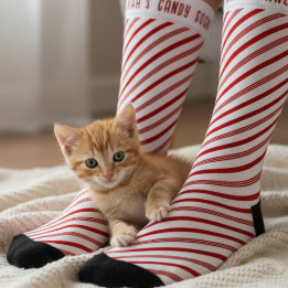 Red and White Candy Cane Striped Christmas Socks