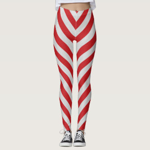 Red And White Candy Cane Striped Leggings
