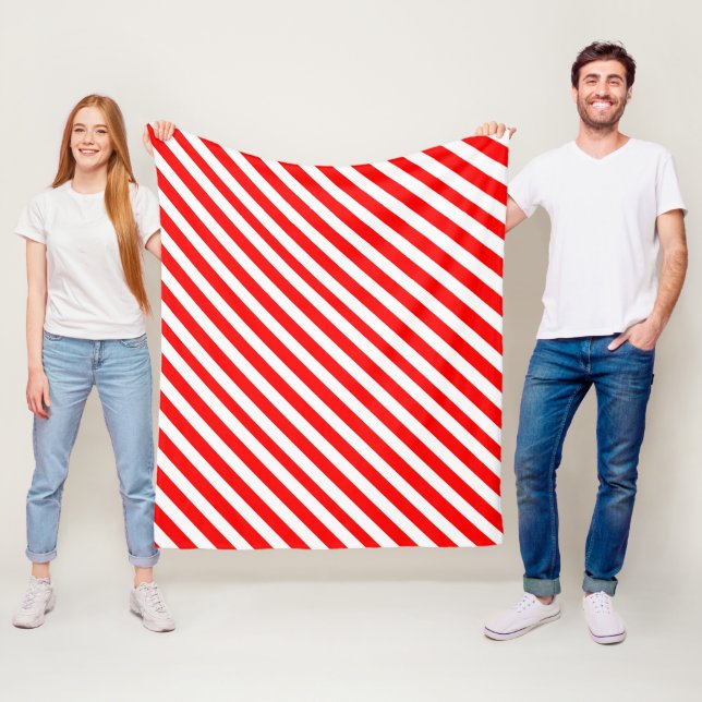 Red and White Candy Cane Stripes Blanket (In Situ)