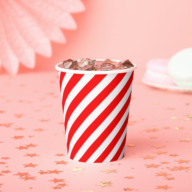 Red and White Candy Cane Stripes Paper cup (Insitu)
