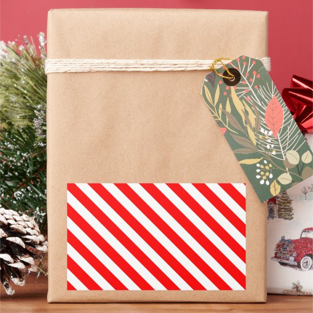 Red and White Candy Cane Stripes Sticker (Holiday)