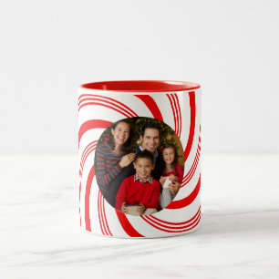 Red and White Candy Cane Twirl Two-Tone Coffee Mug