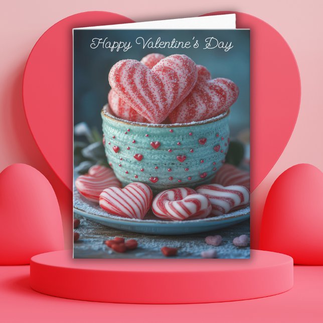 Red and White candy Hearts  Valentine's Greeting Card (Creator Uploaded)