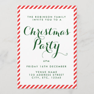 Red and White candy stripe Christmas invite