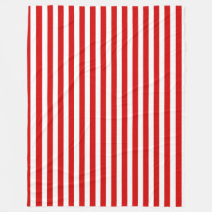 Red and white candy stripes fleece blanket