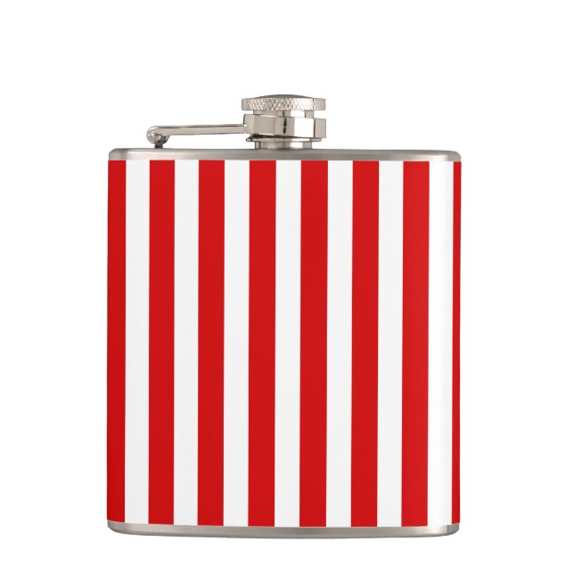 Red and white candy stripes hip flask (Front)