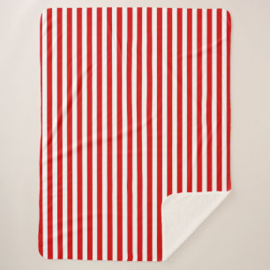 Red and white candy stripes sherpa blanket