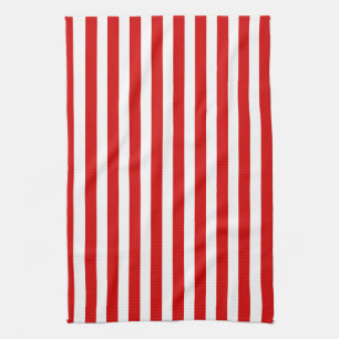 Red and white candy stripes tea towel