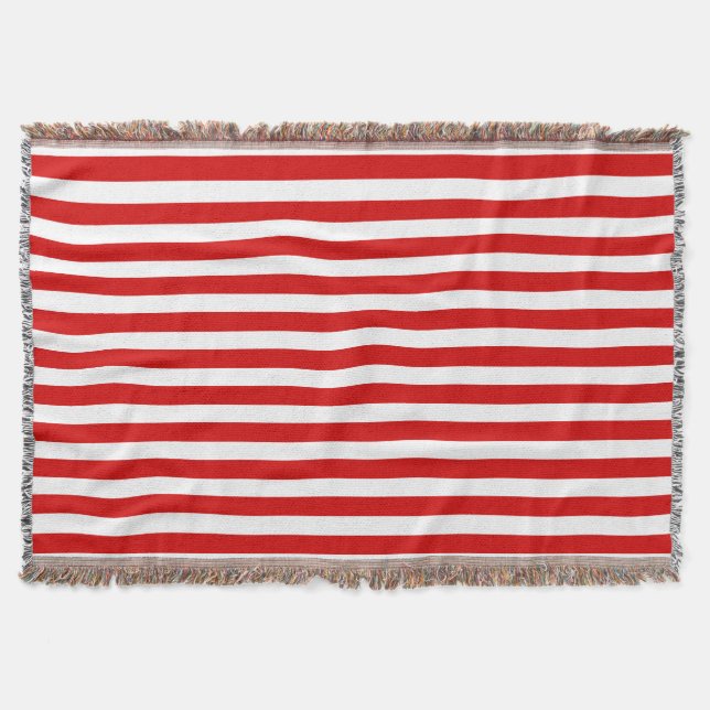 Red and white candy stripes throw blanket (Front)