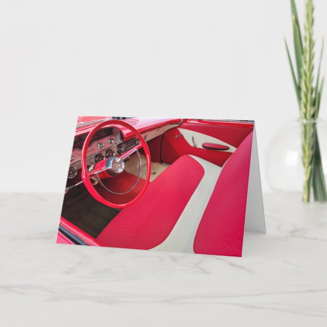Red and White Car Interior Card (Front)