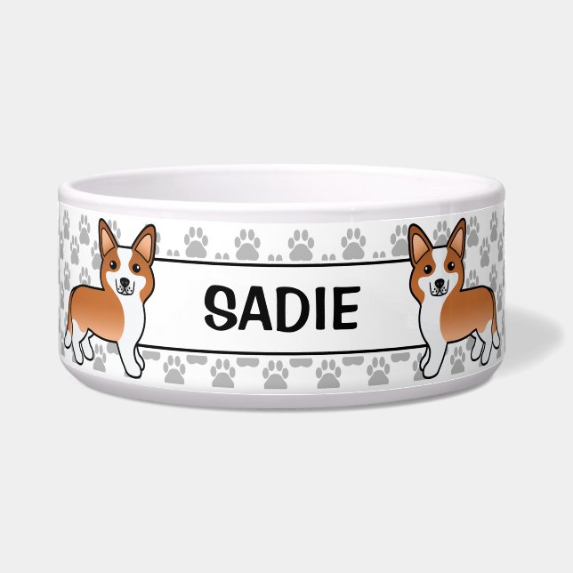Red And White Cardigan Welsh Corgi Dog & Name (Front)