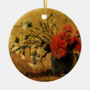 Red And White Carnations by Vincent van Gogh Ceramic Ornament