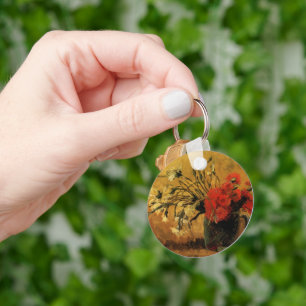 Red And White Carnations by Vincent van Gogh Key Ring