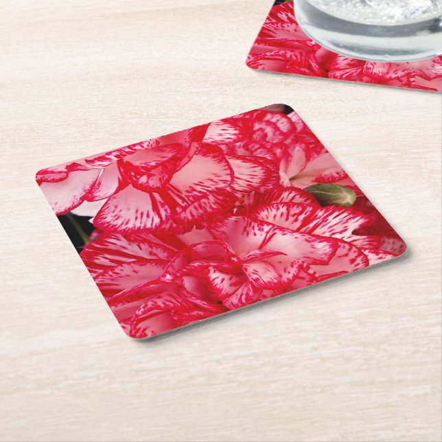Red and White Carnations-PULP PARTY COASTERS (Angled)