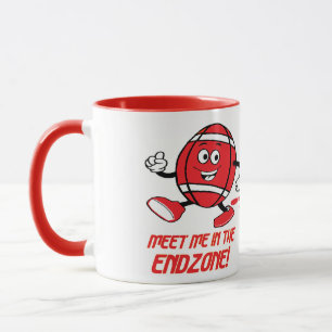 Red and White Cartoon Football Mug