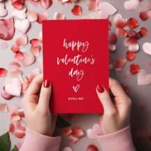 Red and White Casual Script and Heart Valentine