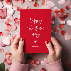 Red and White Casual Script and Heart Valentine Magnetic Invitation